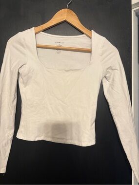 Ultra Flirt Cream Square Neck Long-Sleeve Top